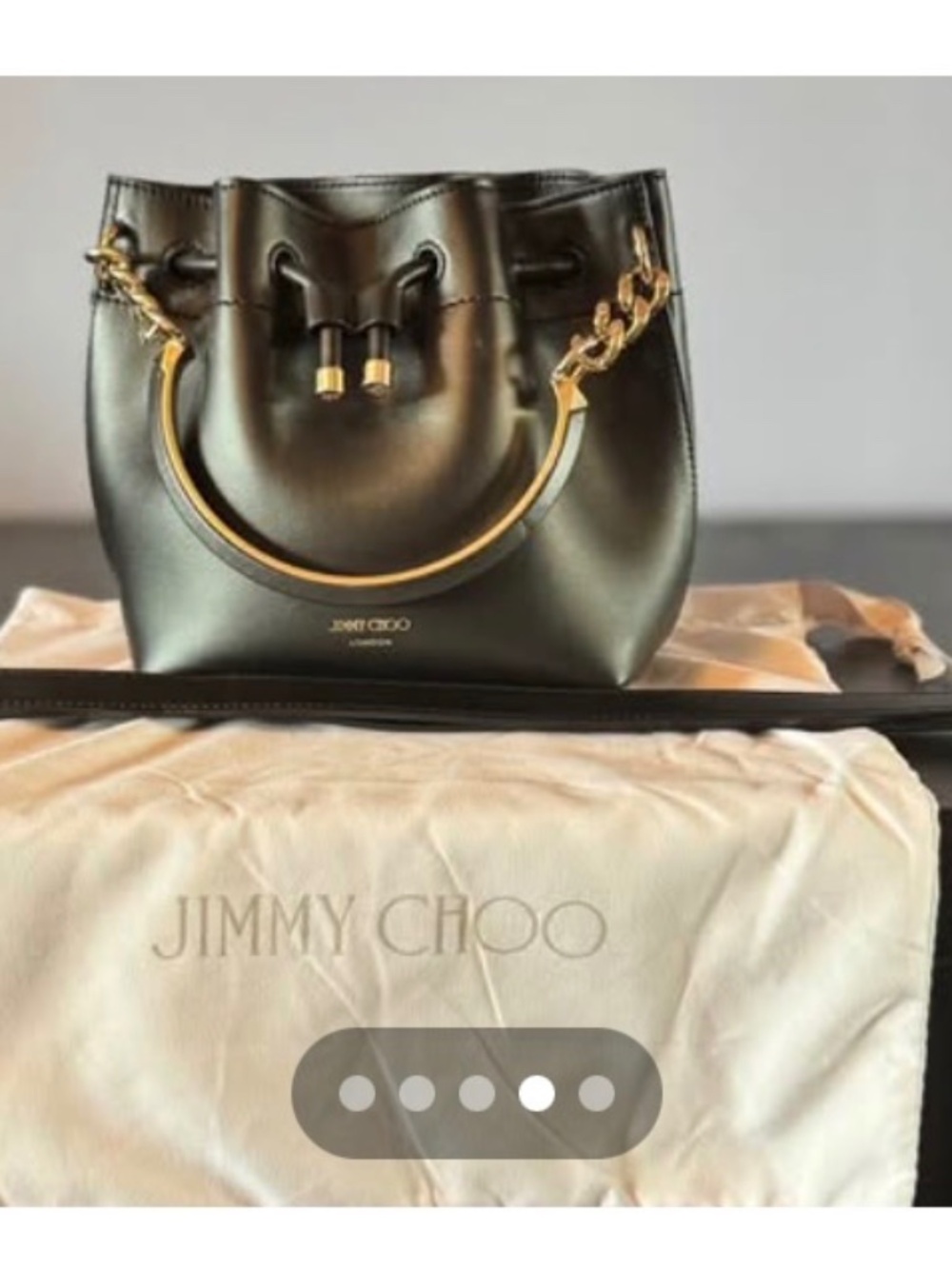 Jimmy Choo Black Leather Bucket Bag